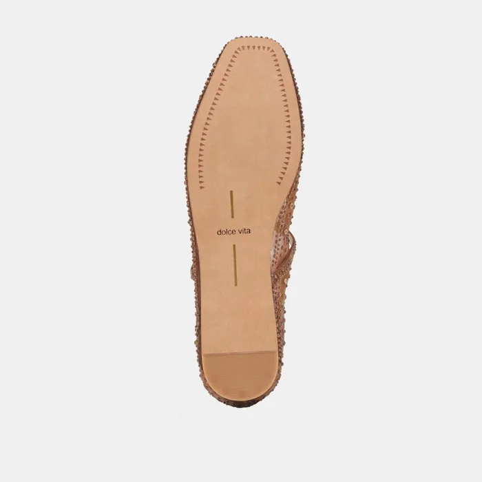 Flats and Loafers Women Dolce Vita Reyes Crystal Ballet Flats Mid Brown Mesh
