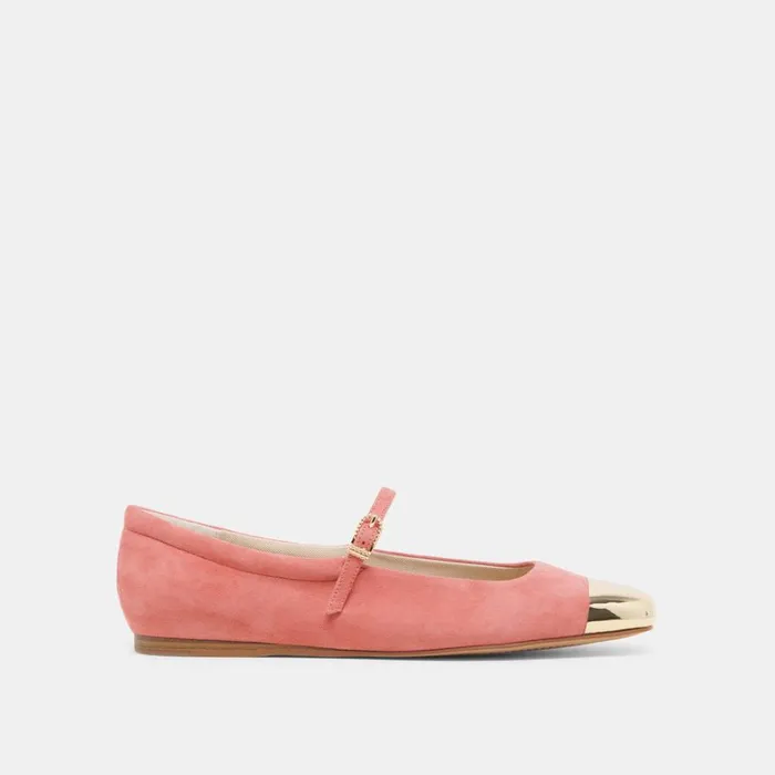 Flats and Loafers Women Dolce Vita Reyes Toe Cap Ballet Flats Coral Suede