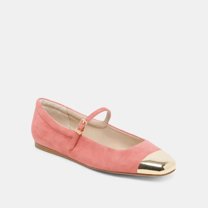 Flats and Loafers Women Dolce Vita Reyes Toe Cap Ballet Flats Coral Suede