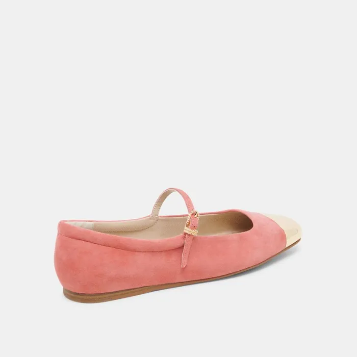 Flats and Loafers Women Dolce Vita Reyes Toe Cap Ballet Flats Coral Suede