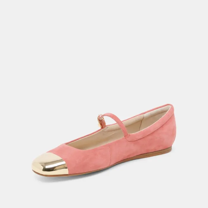 Flats and Loafers Women Dolce Vita Reyes Toe Cap Ballet Flats Coral Suede