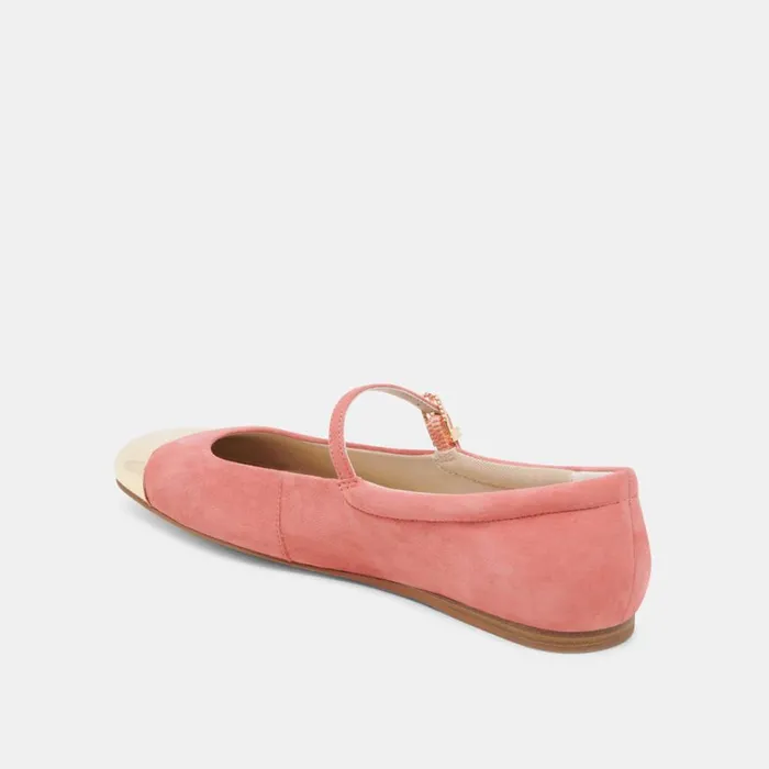 Flats and Loafers Women Dolce Vita Reyes Toe Cap Ballet Flats Coral Suede