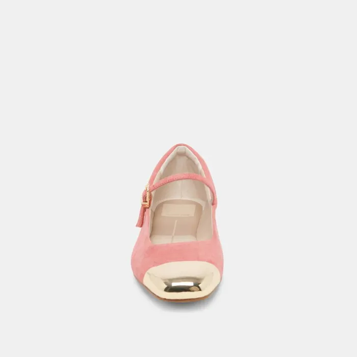 Flats and Loafers Women Dolce Vita Reyes Toe Cap Ballet Flats Coral Suede