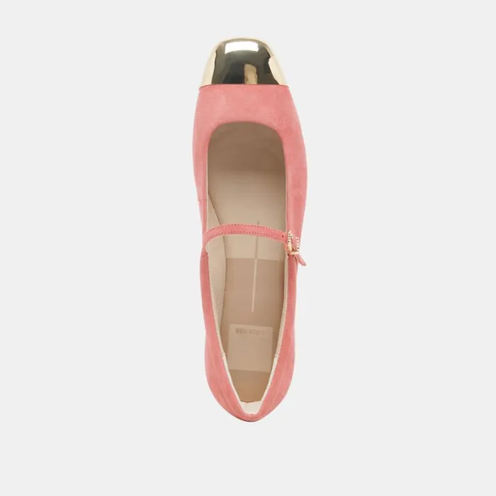 Flats and Loafers Women Dolce Vita Reyes Toe Cap Ballet Flats Coral Suede