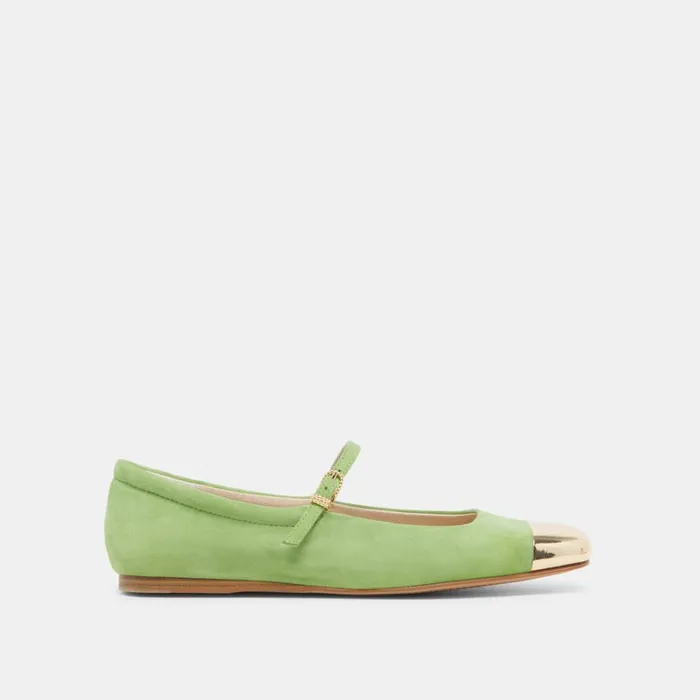 Flats and Loafers Women Dolce Vita Reyes Toe Cap Ballet Flats Lime Suede