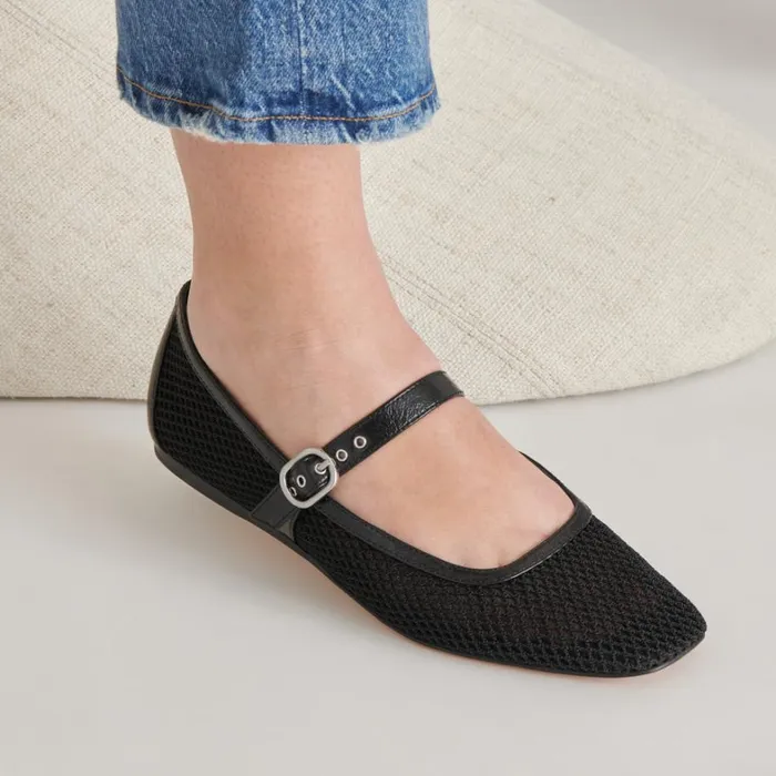 Flats and Loafers Women Dolce Vita Rodni Mesh Ballet Flats Black Woven Mesh
