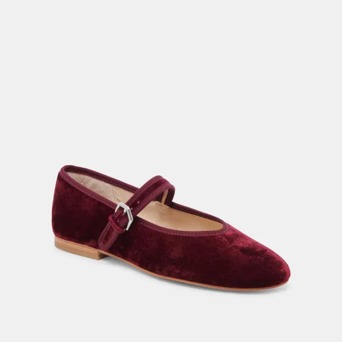 Flats and Loafers Women Dolce Vita Roslyn Ballet Flats Wine Velvet