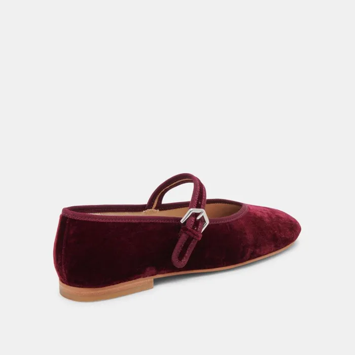 Flats and Loafers Women Dolce Vita Roslyn Ballet Flats Wine Velvet
