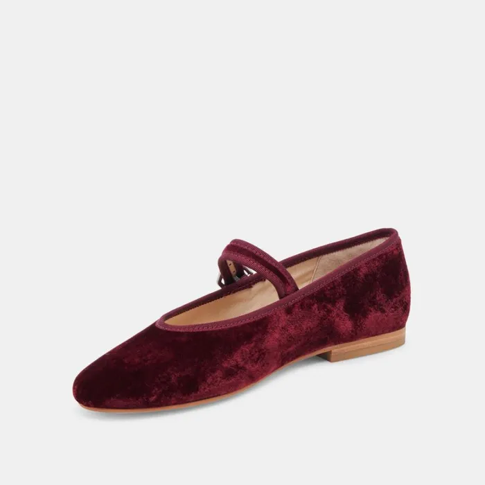 Flats and Loafers Women Dolce Vita Roslyn Ballet Flats Wine Velvet