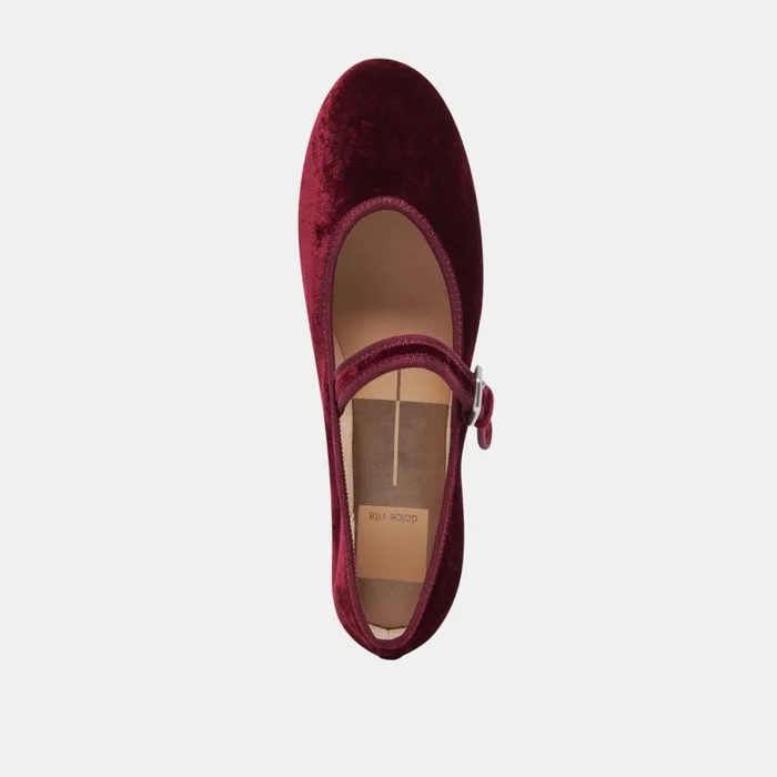 Flats and Loafers Women Dolce Vita Roslyn Ballet Flats Wine Velvet