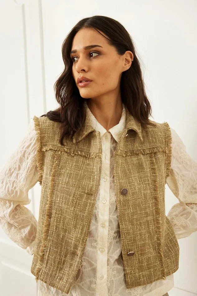 FLORENCE WAISTCOAT 16028 009 Beige 009 Women IN FRONT BLAZER JACKETS