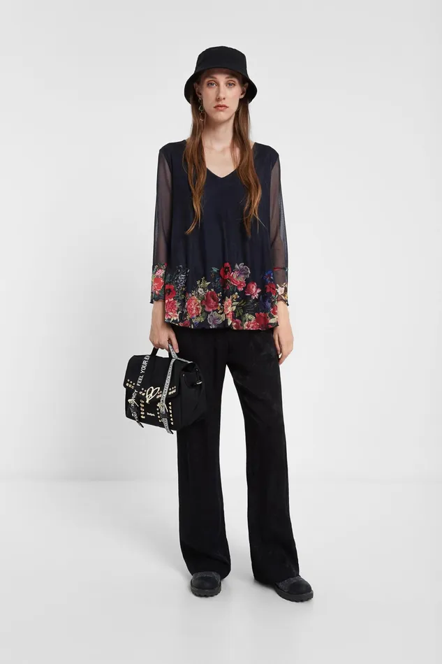 Flounced Tshirt Flowers Women Desigual Tshirts