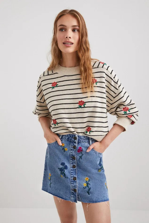 Flower And Sailor Stripe Jumper Women Desigual Sweaters