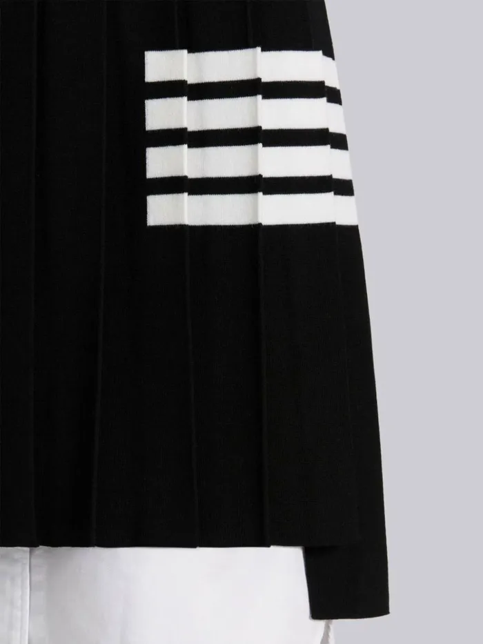 Full Needle Rib Stitch Fine Merino Wool 4bar Pleated Miniskirt Black Women Thom Browne Skirts