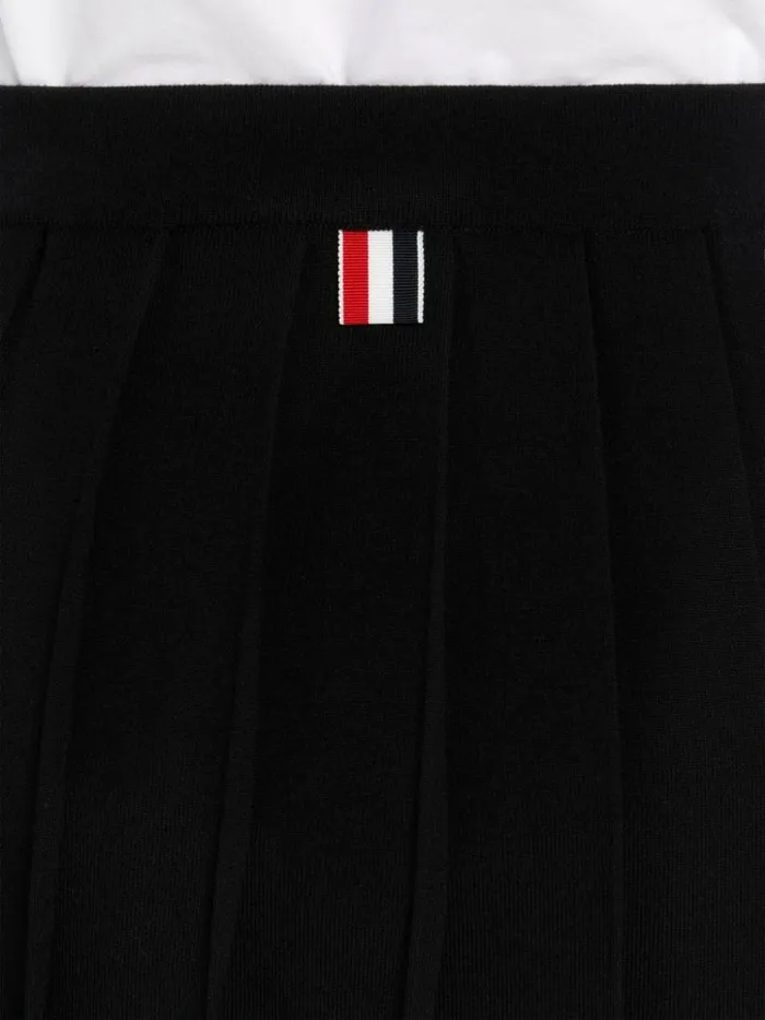 Full Needle Rib Stitch Fine Merino Wool 4bar Pleated Miniskirt Black Women Thom Browne Skirts