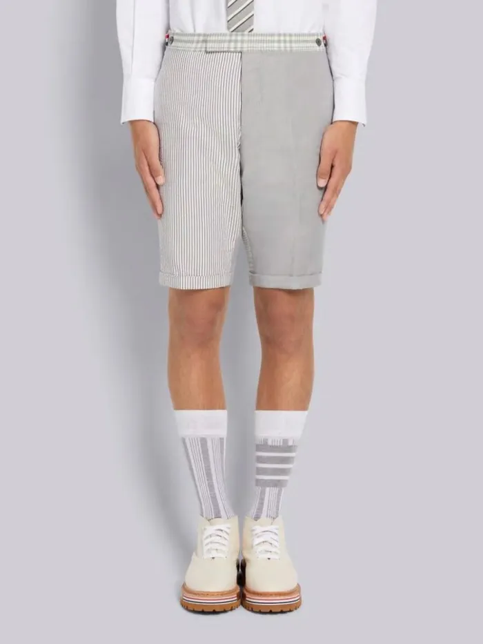 Funmix Crispy Linen Low Rise Skinny Side Tab Short Light Grey Men Thom Browne Trousers Funmix Crispy Linen Low Rise Skinny Side Tab Short Light Grey Men Thom Browne Trousers