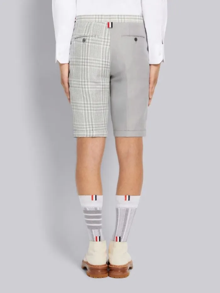 Funmix Crispy Linen Low Rise Skinny Side Tab Short Light Grey Men Thom Browne Trousers