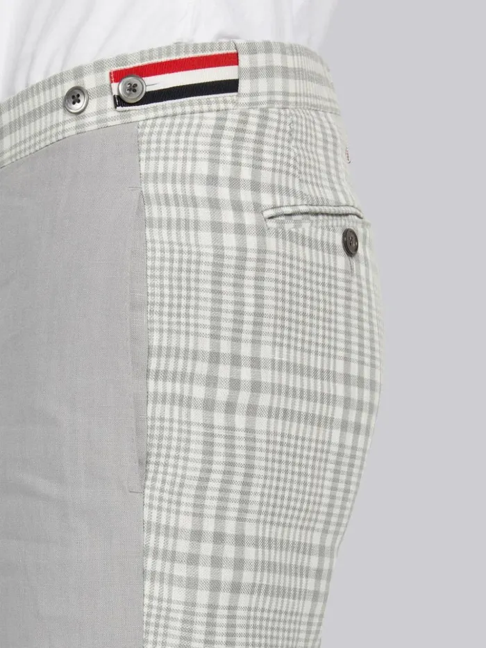 Funmix Crispy Linen Low Rise Skinny Side Tab Short Light Grey Men Thom Browne Trousers