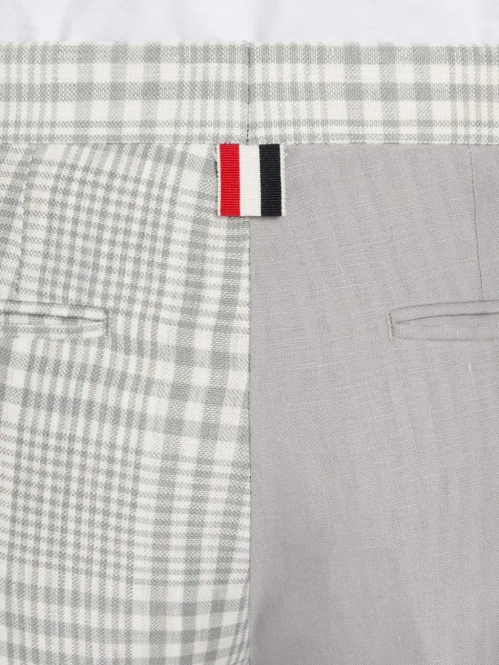 Funmix Crispy Linen Low Rise Skinny Side Tab Short Light Grey Men Thom Browne Trousers