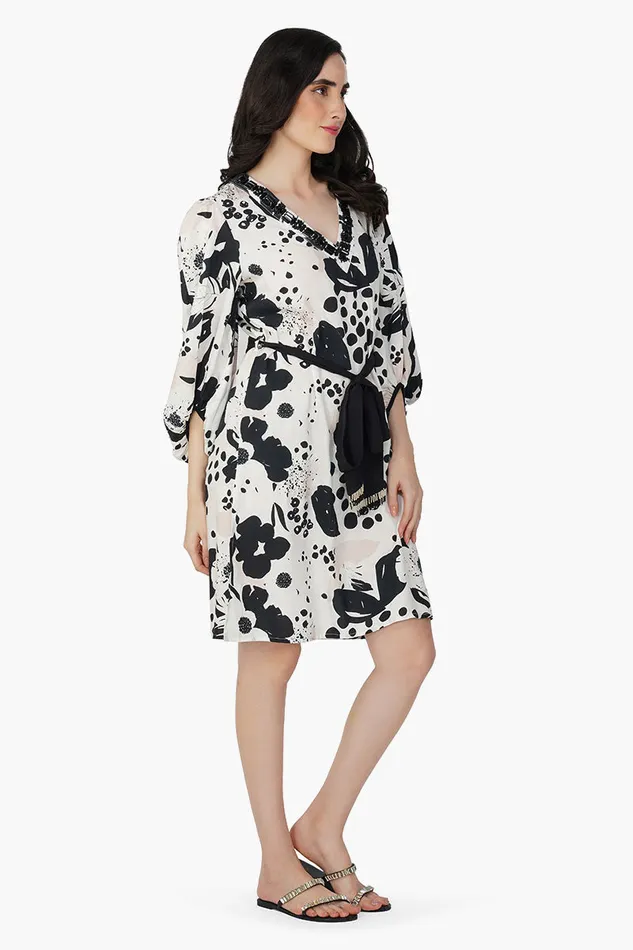 Garden Of Flower Printed Short Dress Garden Of Flower Printed Short Dress