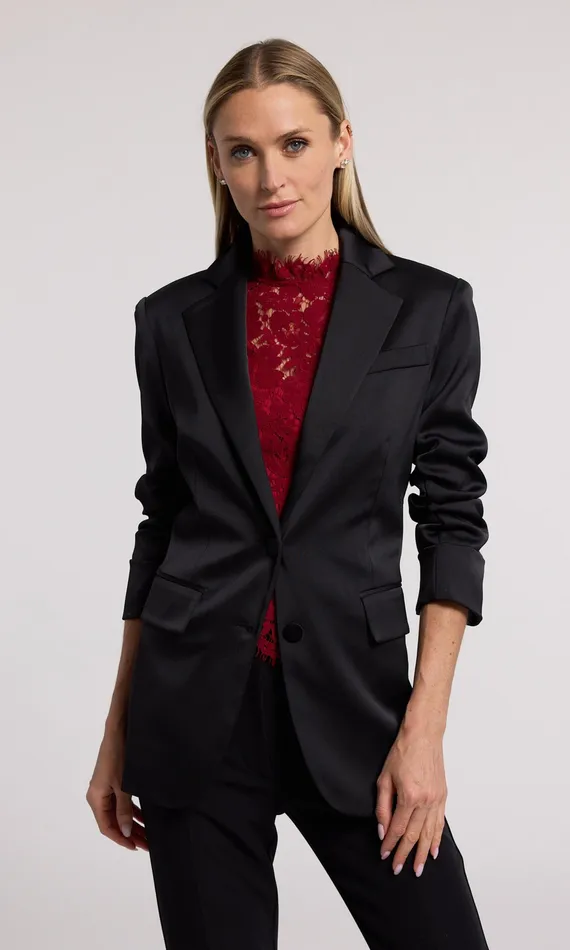 Generation Love Clothing Blazers and Jackets Women Drea Satin Blazer Black