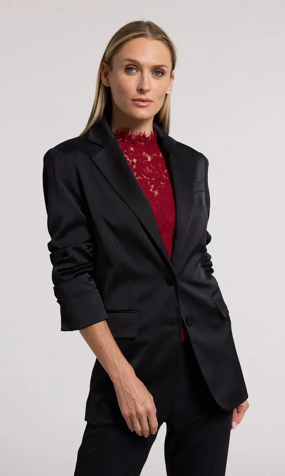 Generation Love Clothing Blazers and Jackets Women Drea Satin Blazer Black