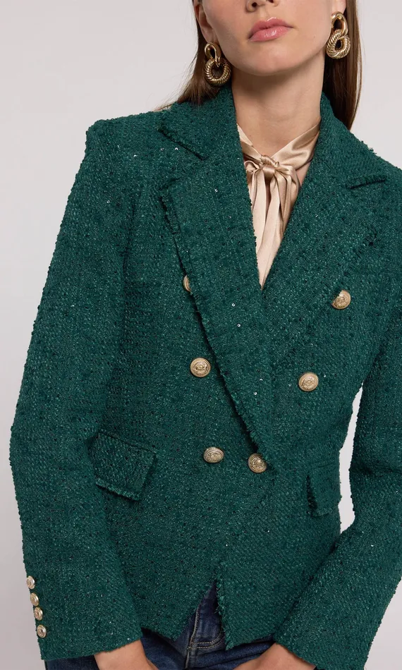 Generation Love Clothing Blazers and Jackets Women Eliza Tweed Blazer Forest