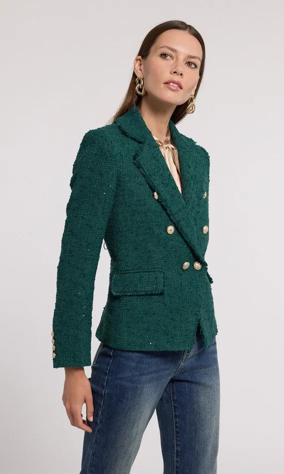 Generation Love Clothing Blazers and Jackets Women Eliza Tweed Blazer Forest