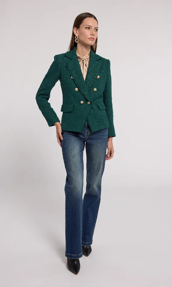 Generation Love Clothing Blazers and Jackets Women Eliza Tweed Blazer Forest