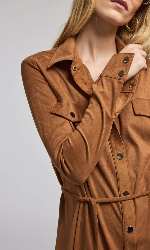 Generation Love Clothing Dresses Women Yindi Vegan Suede Dress Whiskey