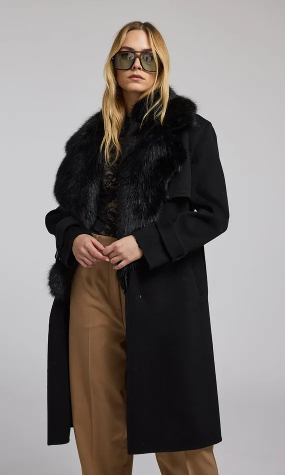 Generation Love Clothing Outerwear Women Annakin Faux Fur Collar Wool Coat Black Generation Love Clothing Outerwear Women Annakin Faux Fur Collar Wool Coat Black