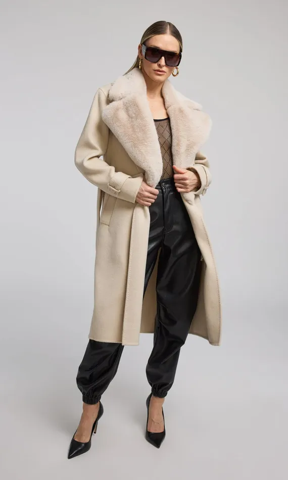 Generation Love Clothing Outerwear Women Annakin Faux Fur Collar Wool Coat Cream Generation Love Clothing Outerwear Women Annakin Faux Fur Collar Wool Coat Cream