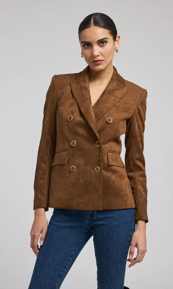 Generation Love Clothing Outerwear Women Arielle Vegan Suede Blazer Caramel