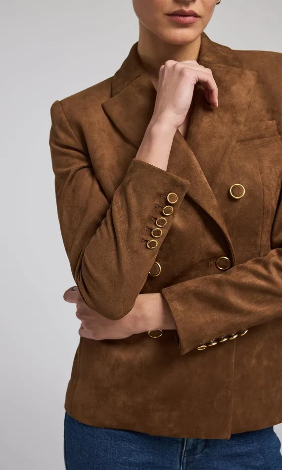 Generation Love Clothing Outerwear Women Arielle Vegan Suede Blazer Caramel