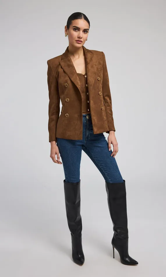 Generation Love Clothing Outerwear Women Arielle Vegan Suede Blazer Caramel