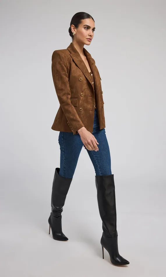 Generation Love Clothing Outerwear Women Arielle Vegan Suede Blazer Caramel