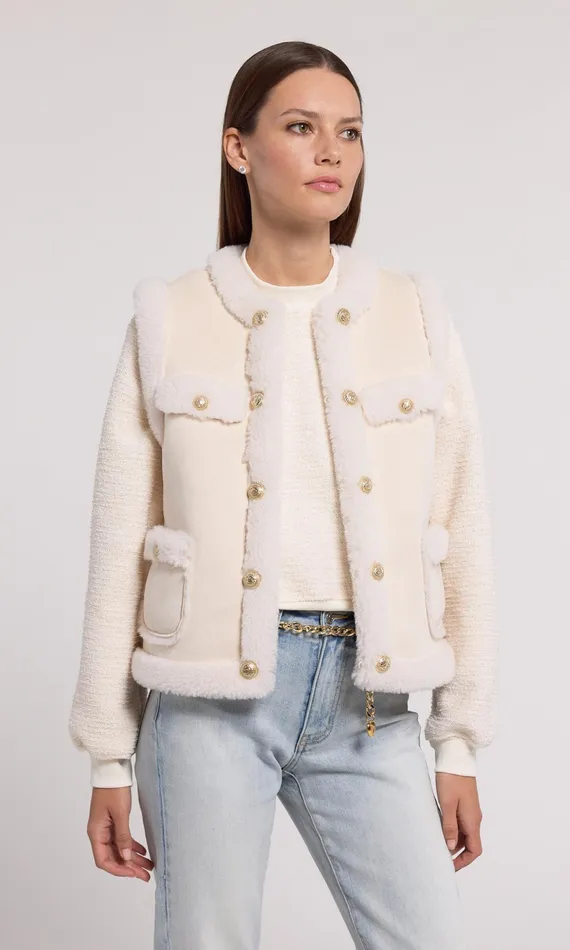 Generation Love Clothing Outerwear Women Chad Vegan Suede Shearling Vest Snowwhite Generation Love Clothing Outerwear Women Chad Vegan Suede Shearling Vest Snowwhite