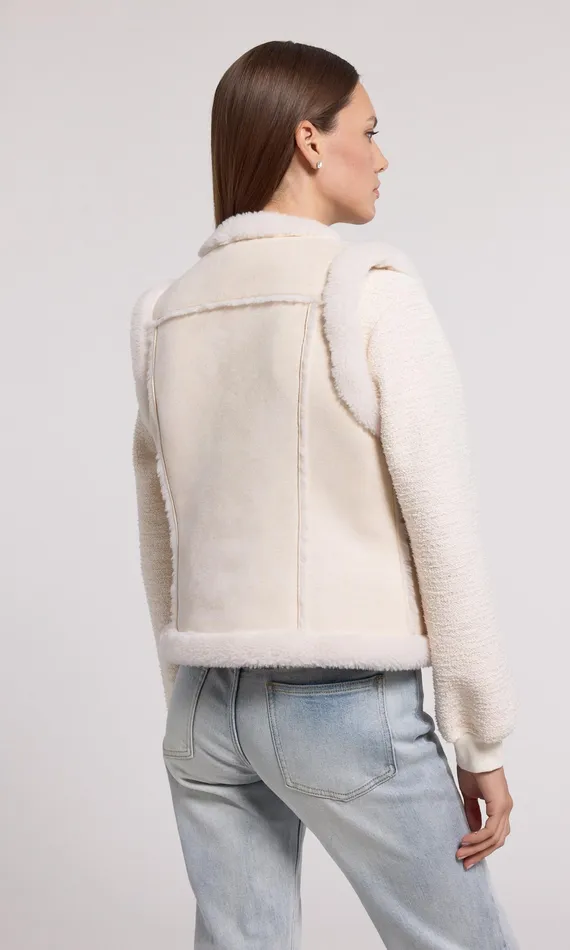 Generation Love Clothing Outerwear Women Chad Vegan Suede Shearling Vest Snowwhite
