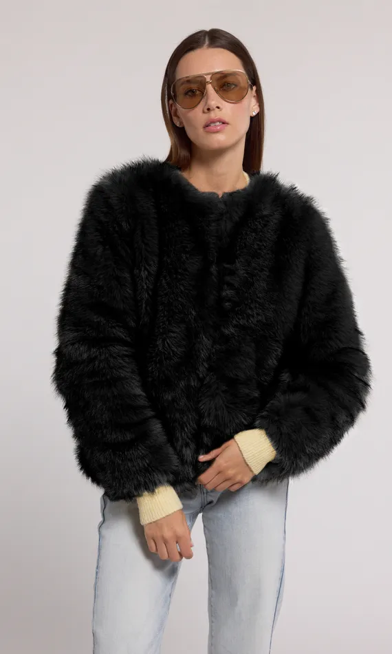 Generation Love Clothing Outerwear Women Lucas Faux Fur Jacket Black