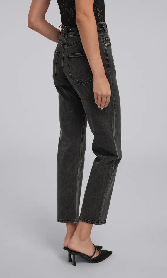 Generation Love Clothing Pants Women Emmett Denim Pants With Vegan Leather Belt Washed Black