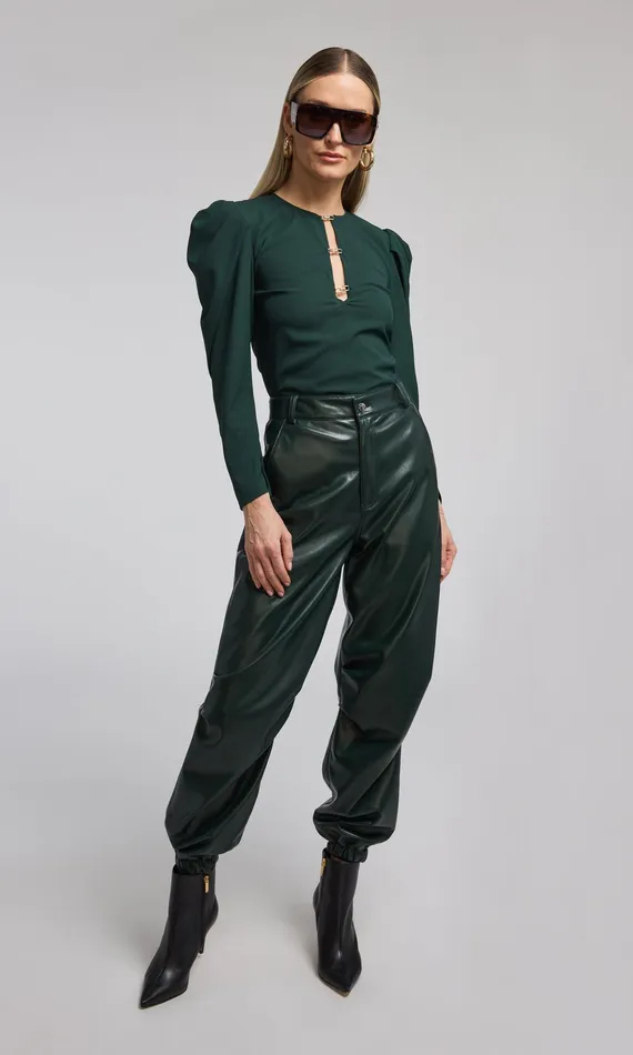 Generation Love Clothing Pants Women Harden Vegan Leather Jogger Forest