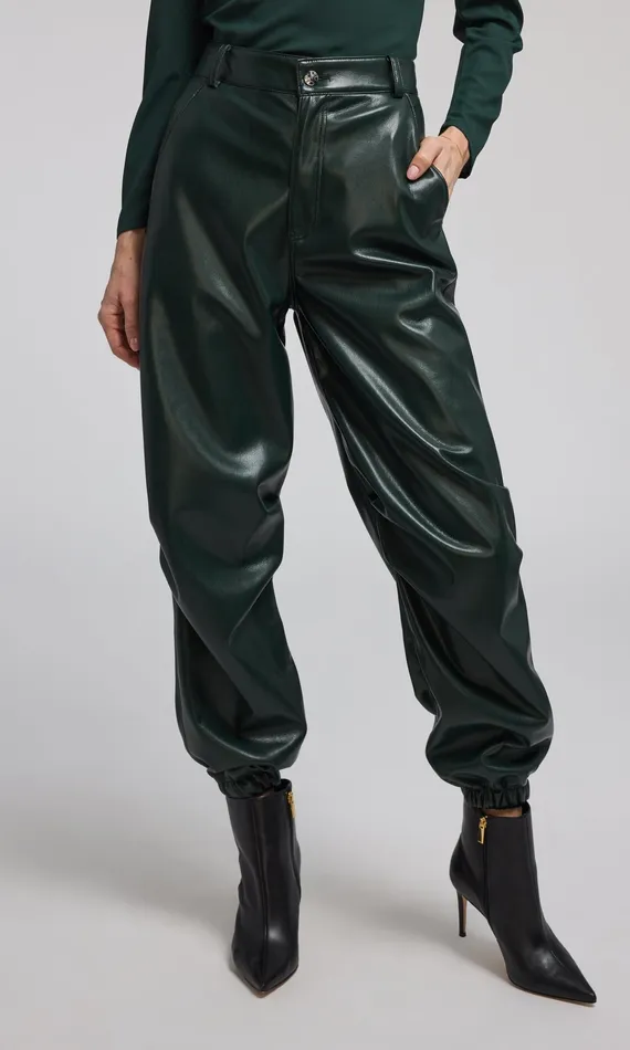 Generation Love Clothing Pants Women Harden Vegan Leather Jogger Forest