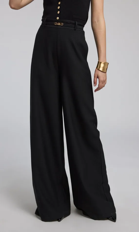 Generation Love Clothing Pants Women JOHANNA SUITING TURNLOCK BELTED PANTS Black Generation Love Clothing Pants Women JOHANNA SUITING TURNLOCK BELTED PANTS Black