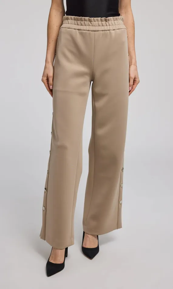 Generation Love Clothing Pants Women Zola Side Snap Scuba Pants Taupe