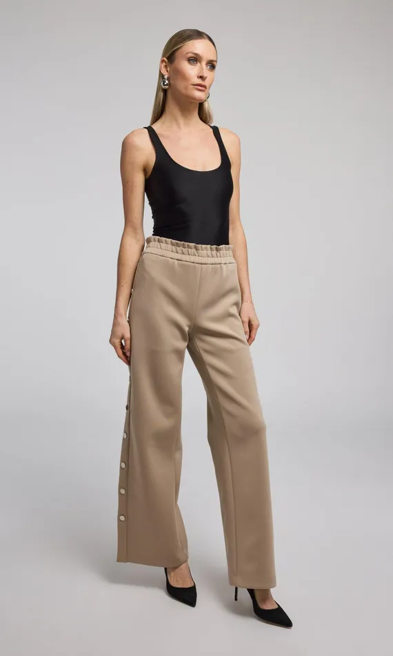 Generation Love Clothing Pants Women Zola Side Snap Scuba Pants Taupe