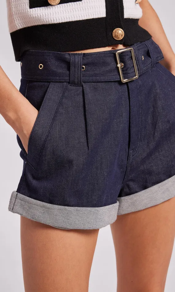 Generation Love Clothing Shorts Women Erina Sheen Denim Shorts Dark Denim Blue
