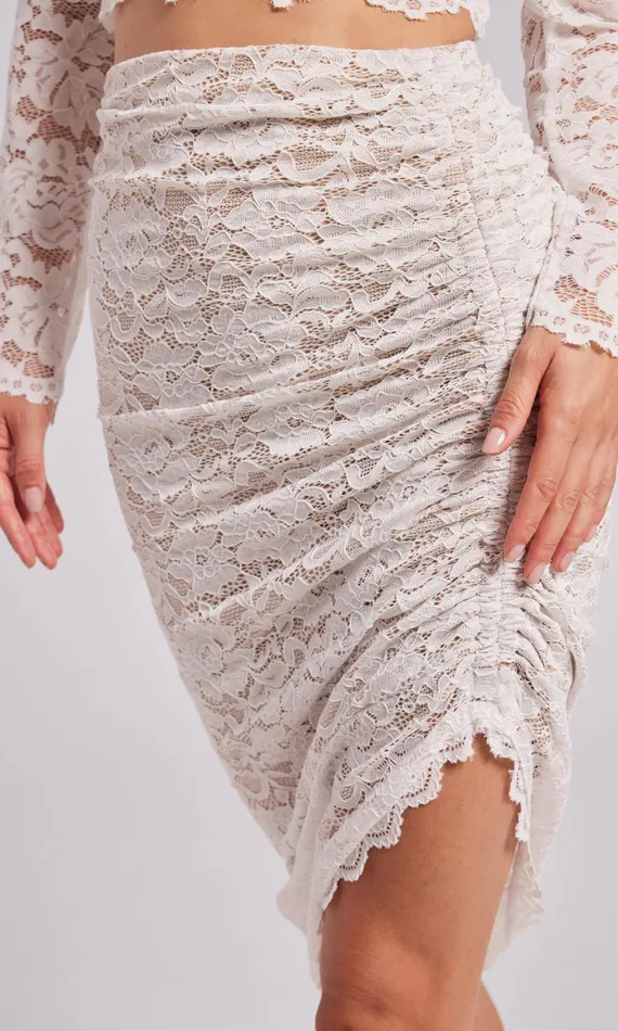 Generation Love Clothing Skirts Women Nellia Lace Skirt Whitebeige