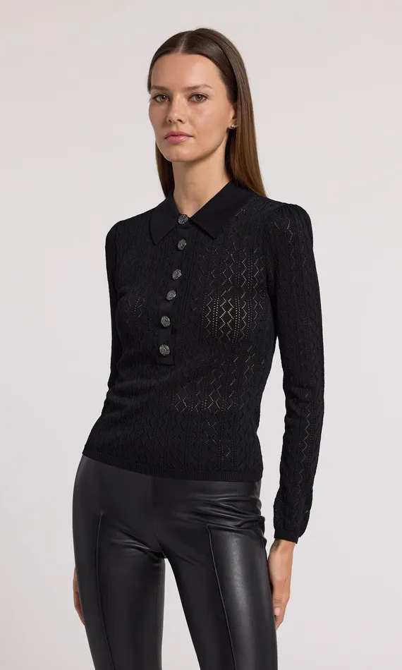 Generation Love Clothing Sweaters and Sweatshirts Women Angelica Pointelle Sweater Black