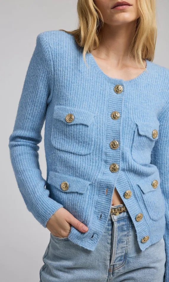 Generation Love Clothing Sweaters and Sweatshirts Women Ellison Rib Cardigan Blue Generation Love Clothing Sweaters and Sweatshirts Women Ellison Rib Cardigan Blue