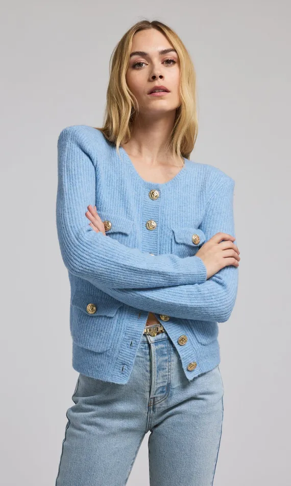 Generation Love Clothing Sweaters and Sweatshirts Women Ellison Rib Cardigan Blue